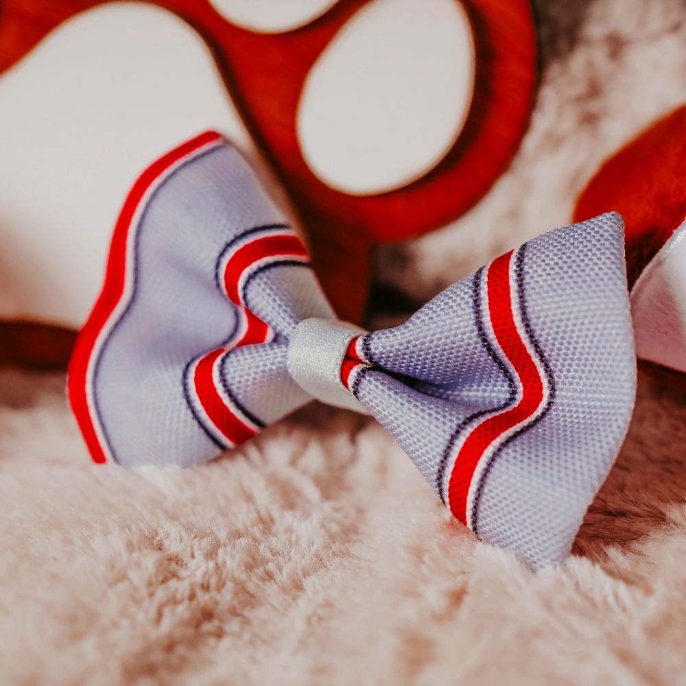 Ohio State Helmet Stripe Scarlett And Grey Pet Bow Tie